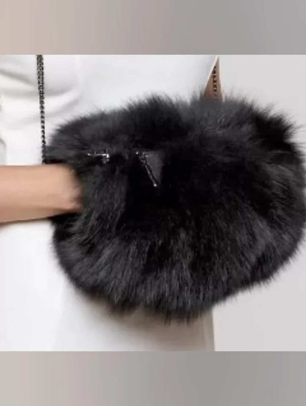 Black Faux Fur Winter Mid-calf Boots /with Matching (Fox Fur Purse / Hand Muff)